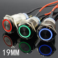 19mm Metal Alumina Black Press Button Led Power Mark Lamp Button Momentary/Latching Control PushButton Switch