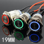 19mm Metal Alumina Black Press Button Led Power Mark Lamp Button Momentary/Latching Control PushButton Switch