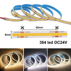 DC 5V 12V 24V COB LED Strip 320 384 480 528LEDs/m High Density Flexible COB LED Tape Light Bar 3MM 5MM 8MM PCB Linear Light