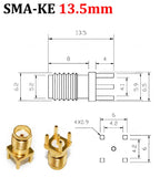 Cltgxdd 1/5/10pcs SMA-KE/KWE SMA Female Jack Adapter Solder Edge PCB Mount Antenna Base RF Copper Coaxial Connector Plug Socket