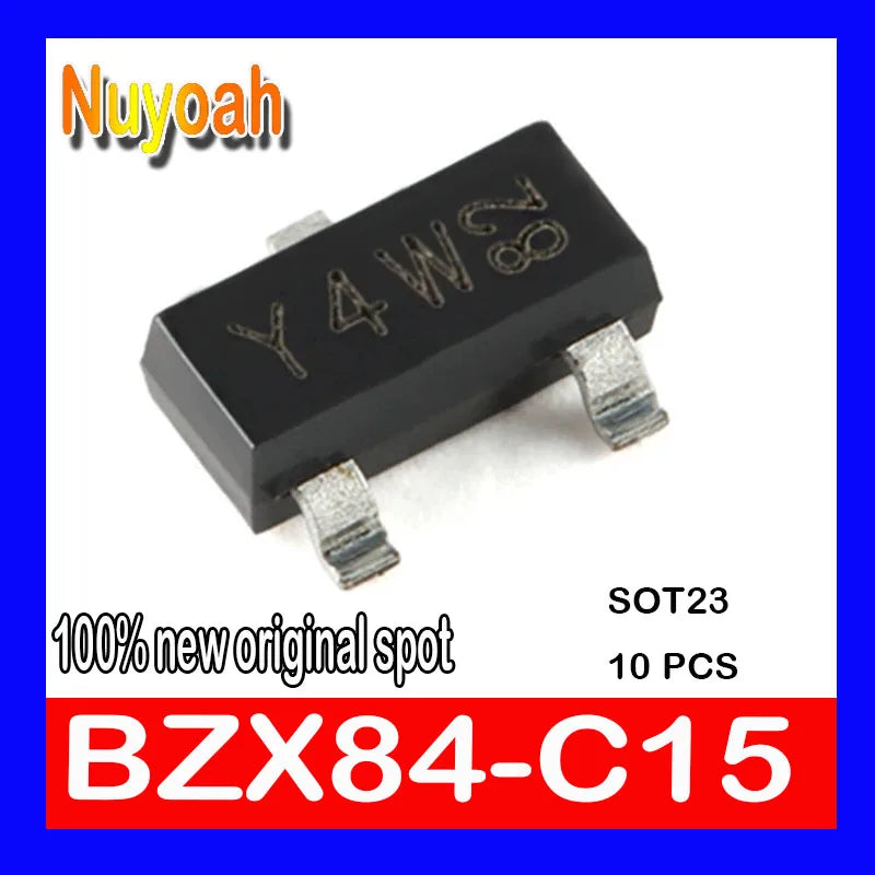 10PCS 100% new original spot BZX84-C15 SOT23 Marking: Y4W BZX84C15 15V 200mA 250mW SMD zener diode Voltage regulator diodes