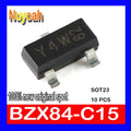 10PCS 100% new original spot BZX84-C15 SOT23 Marking: Y4W BZX84C15 15V 200mA 250mW SMD zener diode Voltage regulator diodes