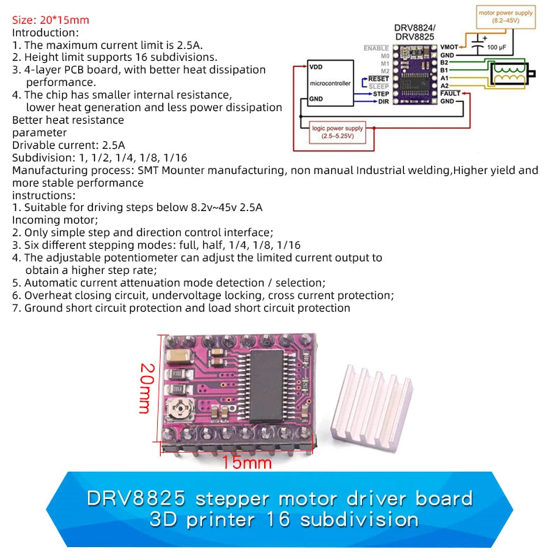 1PCS 3D Printer Accessories A4988 Stepper Motor Driver Module DRV8825 Stepper Motor Driver Expansion Board