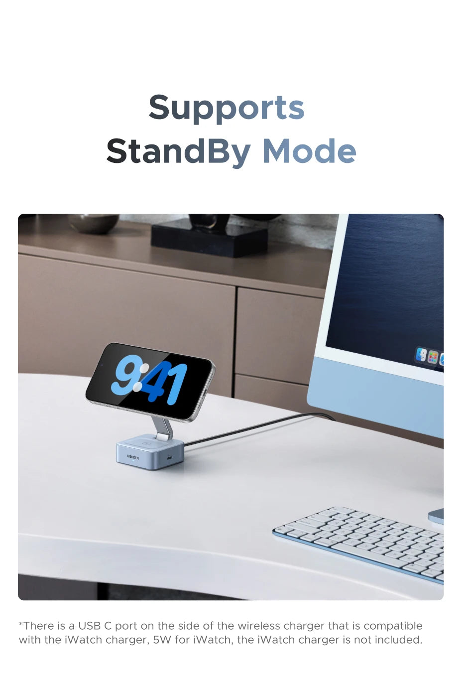 UGREEN Qi2.2 25W 15W 2-in-1 Magnetic Wireless Charger Stand Fast Charging Stand Charger For iPhone 16 17/AirPods Magflow Charger