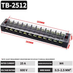 TB1503 TB2503 TB4512 Screw Terminal Block Barrier Strip 15A 25A 45A Wire Connector with Flame Retardant PC Cover for DIN Rail