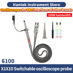 Hantek Oscilloscope Probe P6100 100MHz X1 150V X10 300V RMS 600V DC + AC Peak Applicable BNC Hantek FNIRSI Tektronix RIGOL