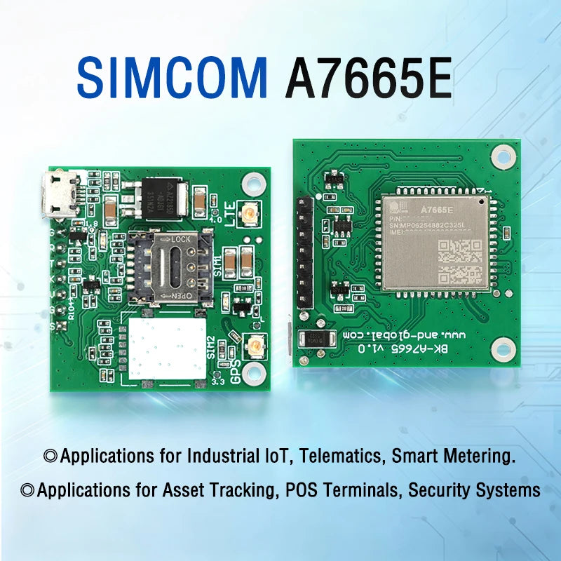 SIMCOM A7665E LTE CAT1 Breakout Board 4G GSM Cellular Module with SIM Slot Development Board for Vehicle GPS Tracker
