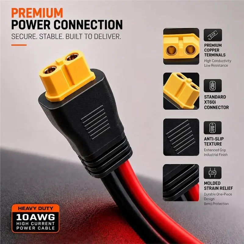 CHCH XT60 To SAE Connector, 10AWG XT60 Connector Extension Cable With Inline 15A/20A Fuse, Heavy Duty Pure Copper Female Termina