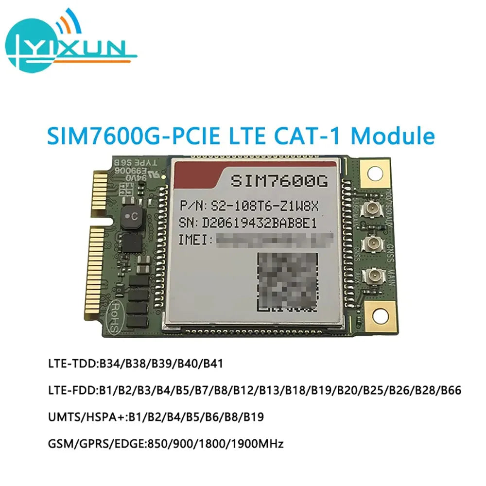 SIM7600 SIM7600G MINI PCIE LTE CAT1 Multi-Band LTE-FDD/LTE-TDD/HSPA+/UMTS/EDGE/GPRS/GSM CAT-M&NB-IoT Global Module