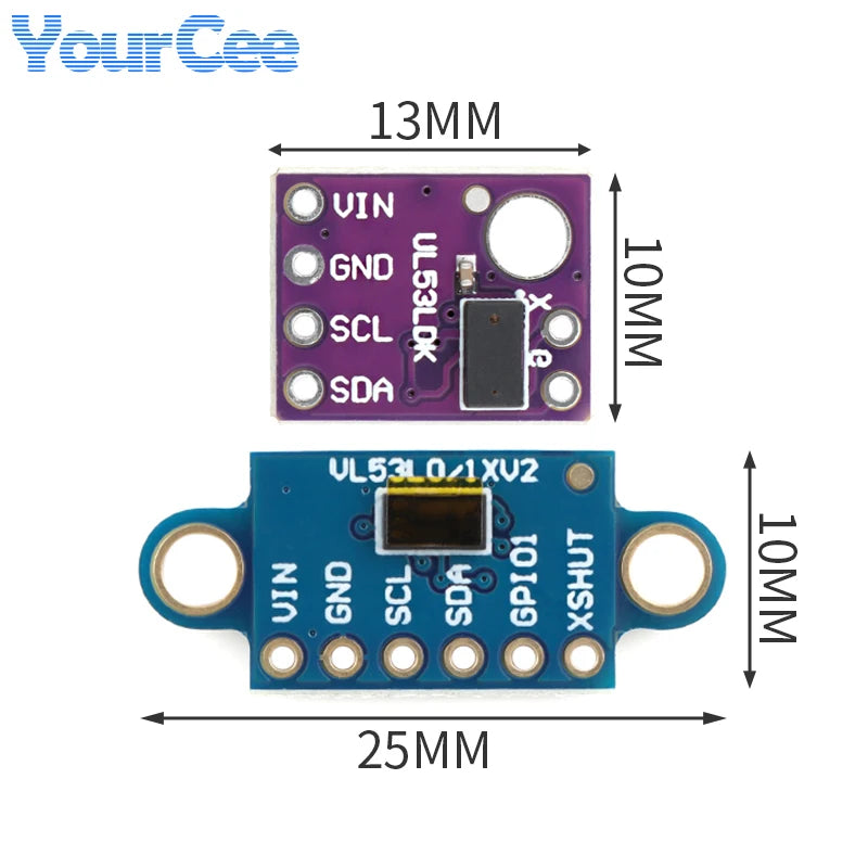 5pcs/1pc Laser Ranging Sensor Module VL6180X VL53L0X VL53L8CX VL53L7CX VL53L3CX TOF250 TWTOF240UI TOF050F TOF400 Distance Sensor