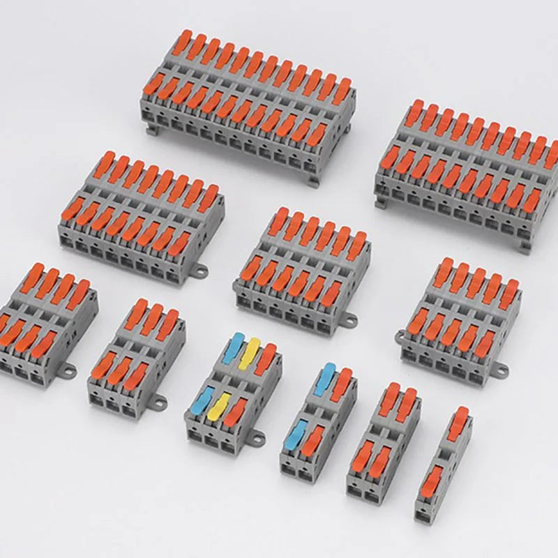 Fast Wire Connectors Universal Compact Terminal Block 6mm2 DIN Rail type Terminal 2 3 4 5 Pin Push-In Terminal Block With Lever