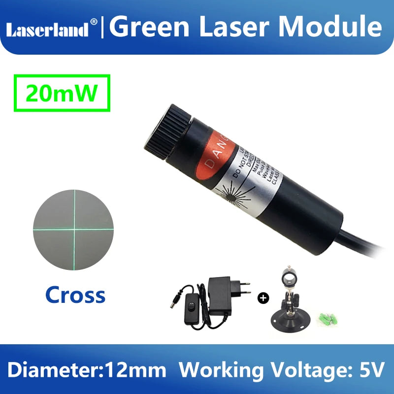 Green Laser Diode Module 20mW Dot Line Cross Projector for Alignment of Cloth Cutting Location