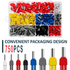 750PCS Double Wire End Ferrules Kit Multipurpose Reliable Twin Wire End Ferrules with Box Easy to Utilize for Cable Connecting