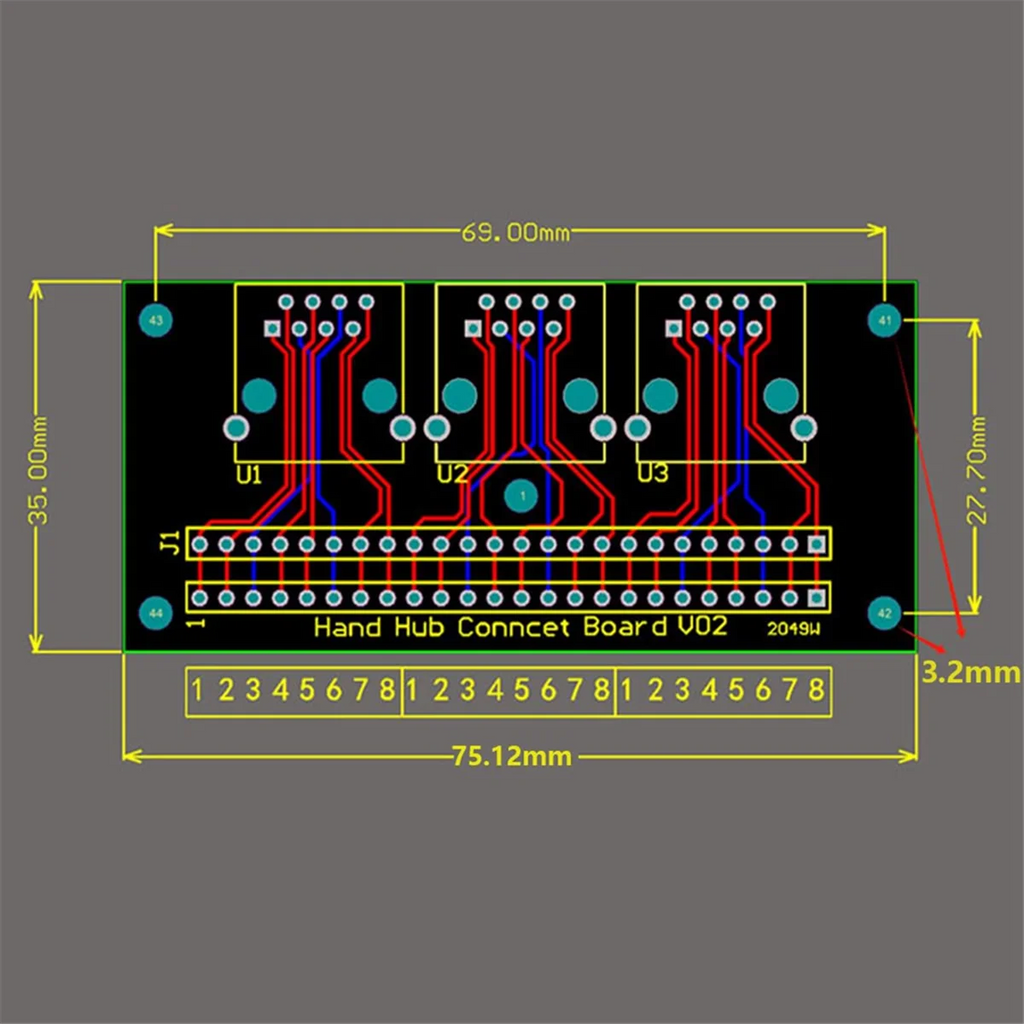RJ45 Female Breakout Board,Solderless RJ45 to 8Pin Quick Spring Terminal,Three Ways RJ45 Female Connector with PCB Board DY