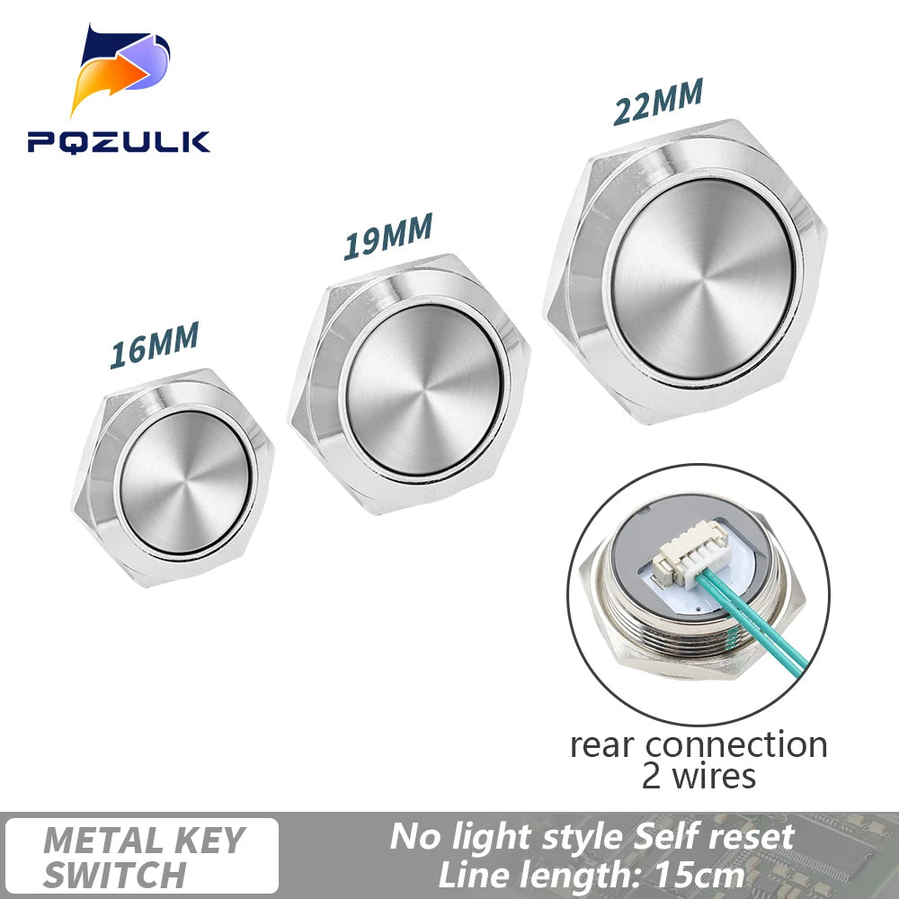 Ultra Short Push Button Switch Waterproof 16/19/22mm 12V 24V led light Momentary Self-reset Wiring Buttons without fixation