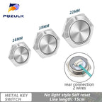 Ultra Short Push Button Switch Waterproof 16/19/22mm 12V 24V led light Momentary Self-reset Wiring Buttons without fixation