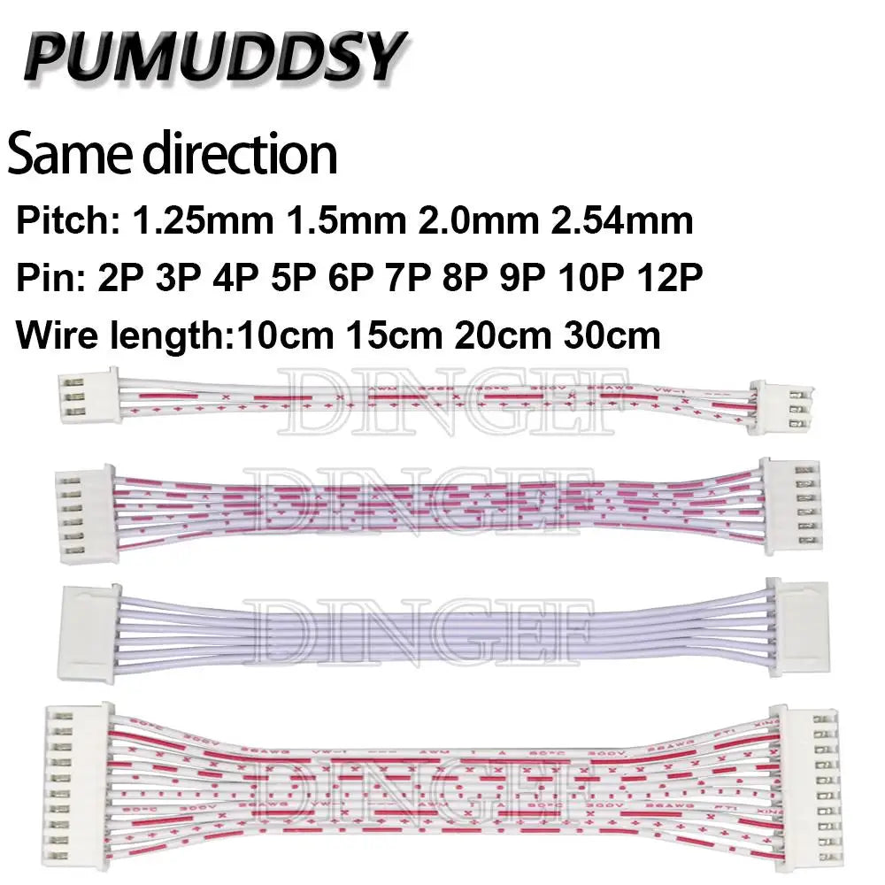 5PCS XH2.54 2.54mm 3P 4P 5P 6P 1.25MM 1.5MM 2.0MM  2p ~ 12p Same direction Female Terminal Cable JST Wire Connector Double Head