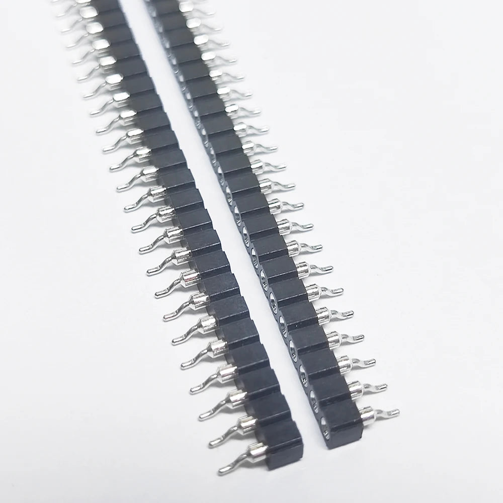 20pcs 1x40P 2.54mm Round Hole Male Tin Gold Female Pin Header Single Row 0.1" Breakable PCB IC Crystal Transistor Socket