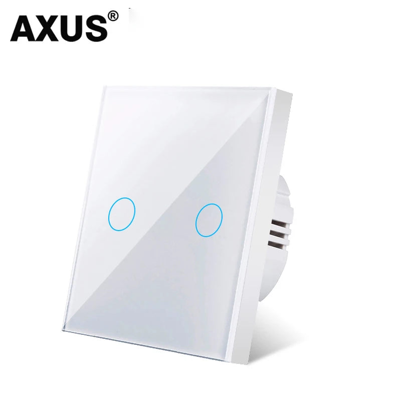 AXUS EU Touch Switch  AC100-240V Power LED 1/2/3 Gang Crystal Glass Panel Wall Lamp Light Switch Sensor Switches Interruttore