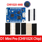 1PC ESP8266 Module for WeMos D1 Mini Pro – NodeMCU Board with 4M/16M Flash, CP2104 & External Antenna (for Arduino-Compatible)