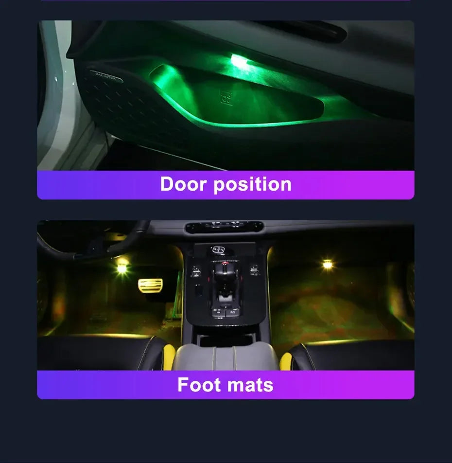 Wireless Adhesive LED Car Interior Ambient Light Remote Control Decor Auto Roof Foot Atmosphere Lamp Bicycle Tail Light