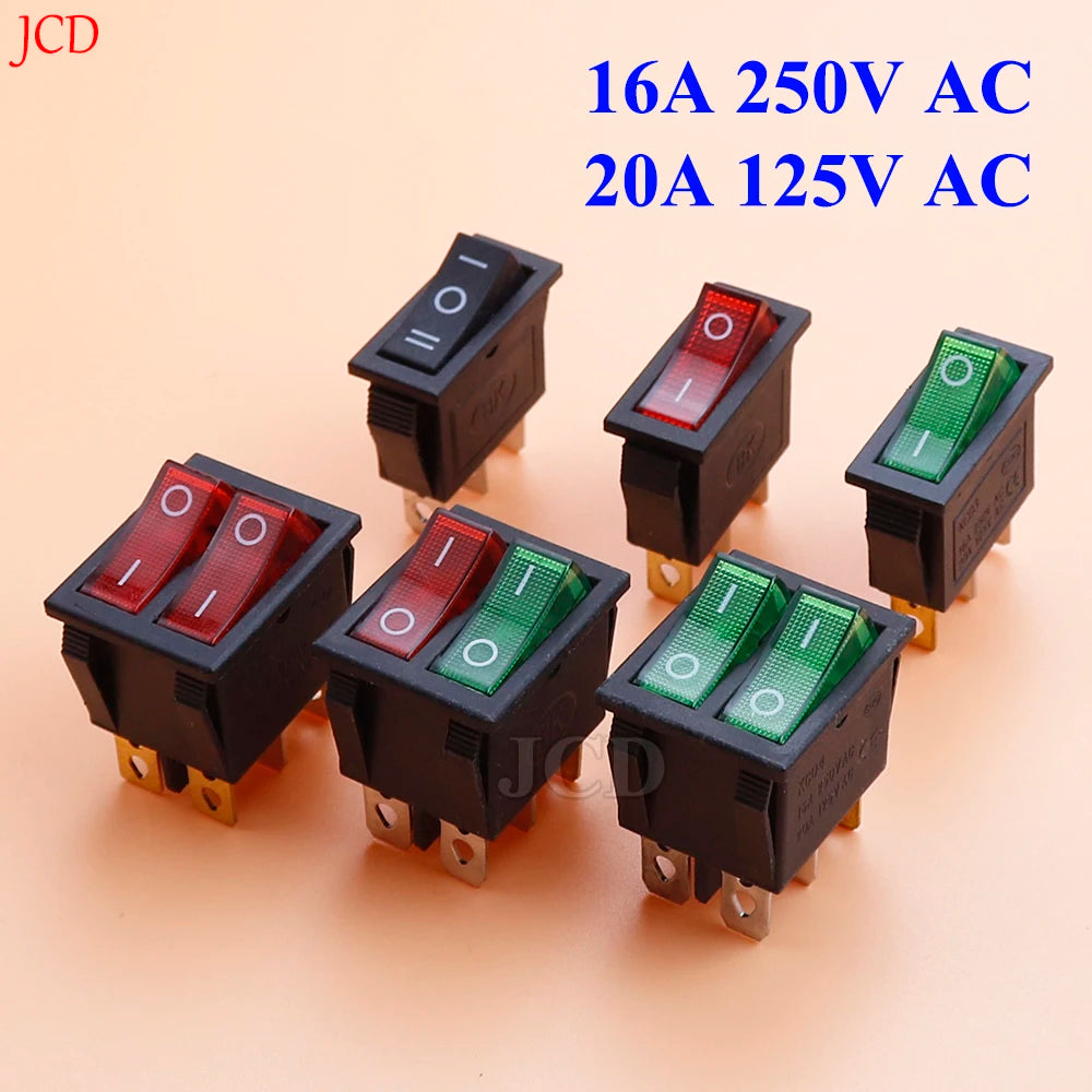 1 Piece KCD4 KCD3  6PIN 3PIN 16A 250V 20A 125V Double Light Switch Rocker Switch Waterproof ON-OFF  Boat Power Switch