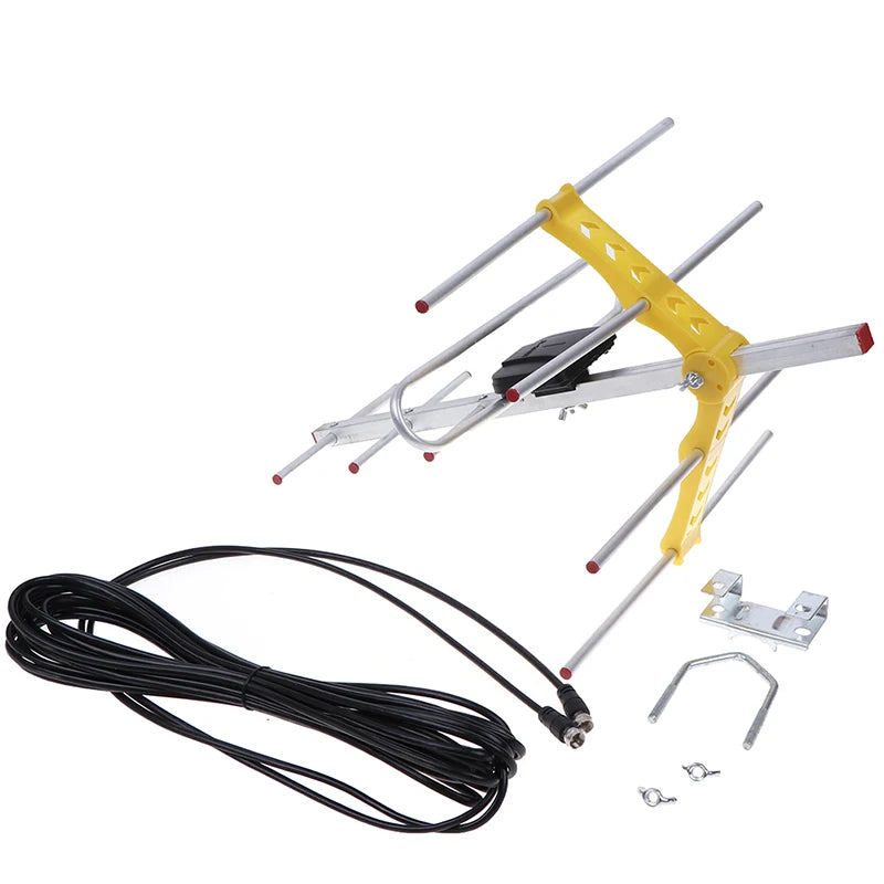 Outdoor 100Mile Amplified 8 Yagi Antenna HD TV 10dB Long Range UHF/VHF/FM HDTV