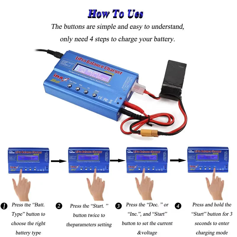 iMAX B6 80W Battery Charger Lipo NiMh Li-ion Ni-Cd Digital Lipro Balance Charger Discharger 1-6S for RC FPV Drone Airplane Car