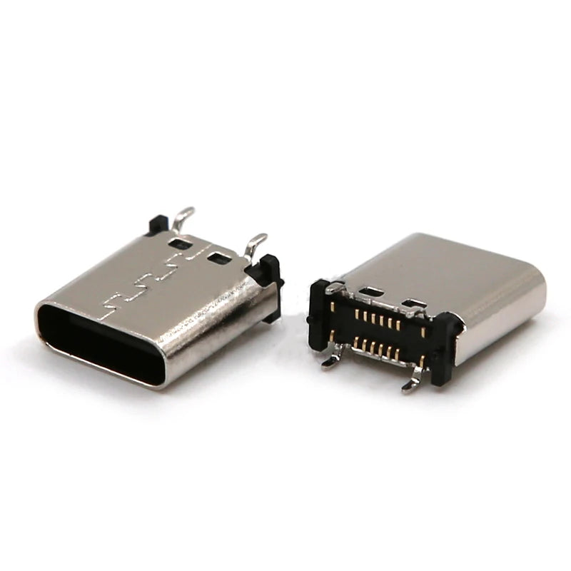 2pcs USB TYPE-C16P Female Socket 180 Degree Vertical USB C Type C 4 Legs SMD DIP Charging Port Connector 5.5mm 6.4mm 6.5mm 7.4mm