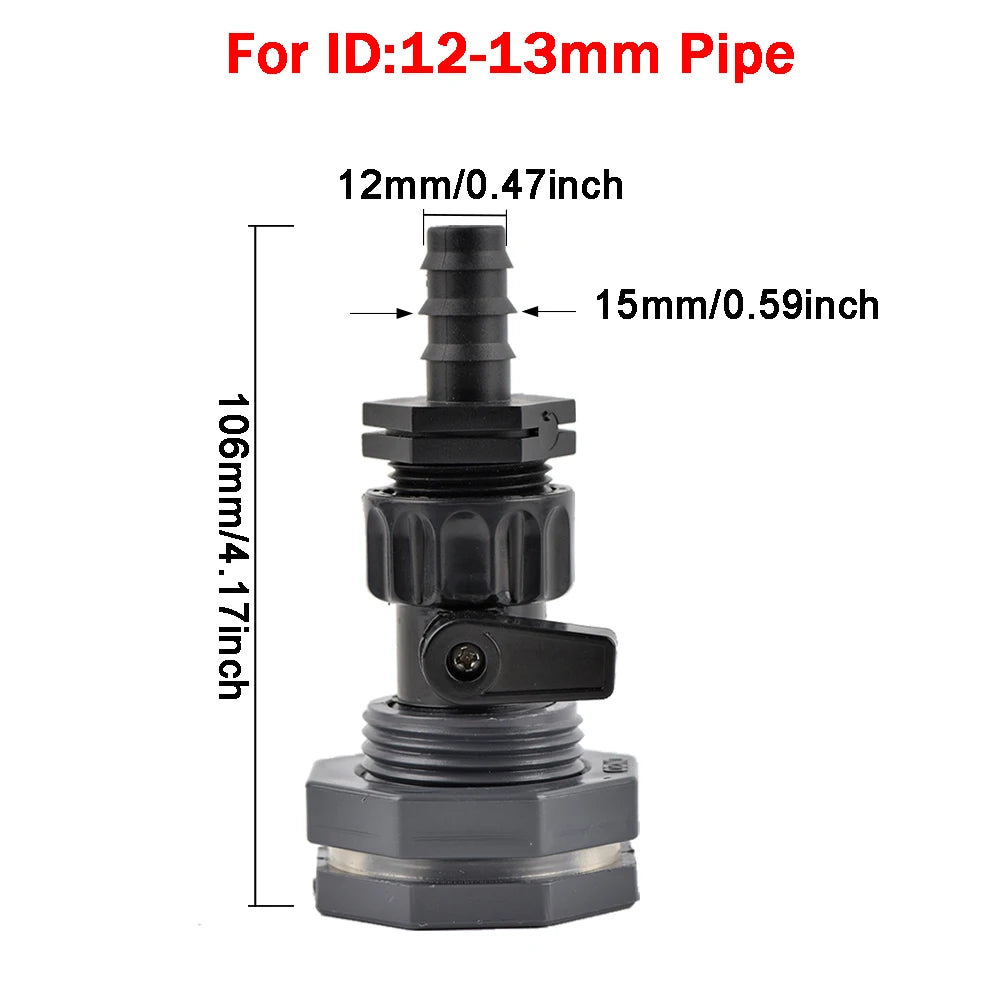 Rain Barrel Overflow Kit, 3/4 Inch Rain Barrel Valve, Barbed Fittings Connectors Tee Elbow Water Pipe Fittings