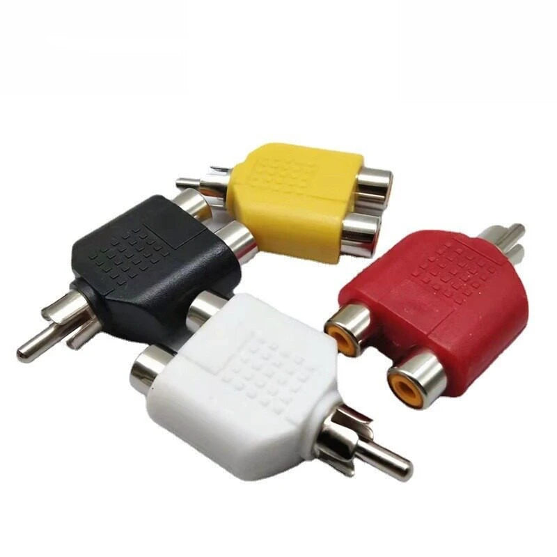 1 Male to 2 Female RCA Y Splitter AV Audio Video Adapter 1RCA Male to 2RCA Female Jack Plug Converter Cable Connector