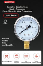 Y-60 Pressure Gauge Manometer Mechanical Dial Analog Bourdon Tube Industrial Hydraulic Water Pressure Meter