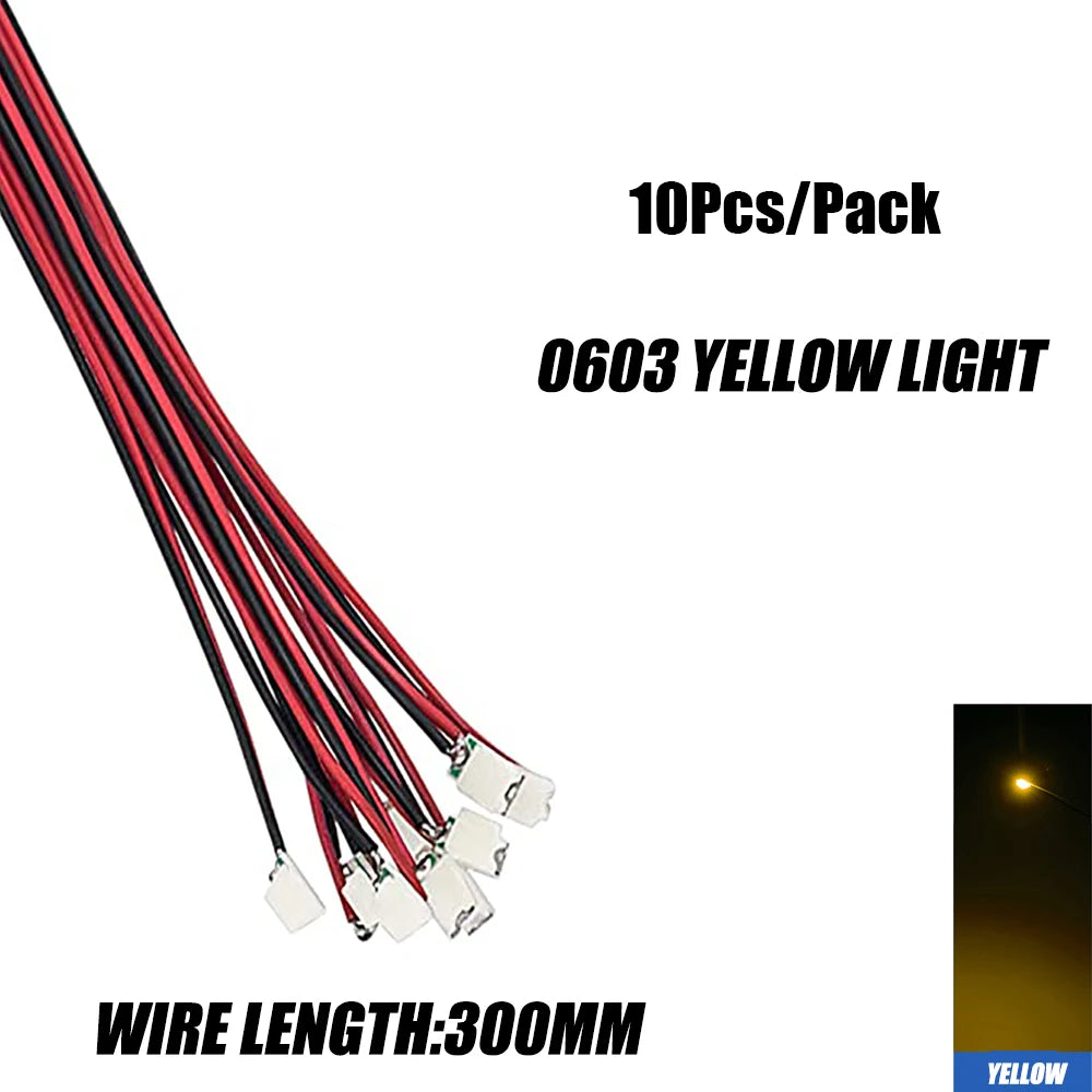 10Pcs 0402 0603 Led SMD Wire For Model Train HO N OO Scale Red Black Line Pre-soldered Micro Litz Diorama Railway 30cm 3V