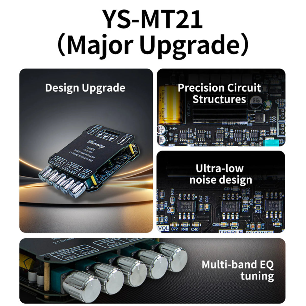 YS-MT21 2.1 Channel Bluetooth 5.0 Subwoofer Amplifier Board 50W X 2+100W Power Audio Stereo Amplifier Board Bass AMP AUX