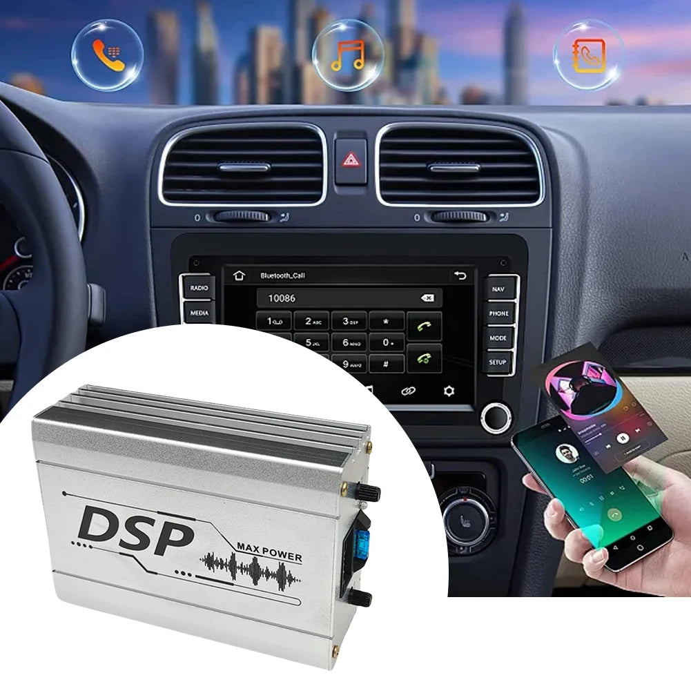 4 In 6 Out  Car Audio DSP with Smartphone App Control Adjustable Bass Treble USB Digital Sound Signal Processor W/ Power Cord