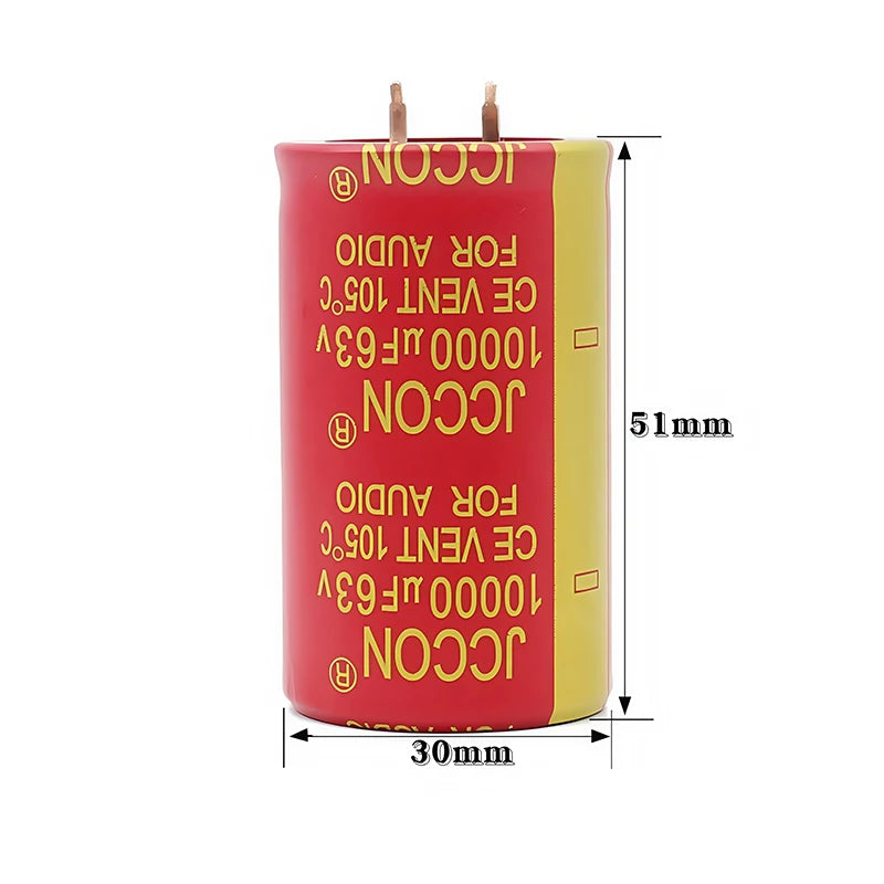 1pcs 50v 10000uf 63v10000uf 80v 10000uf JCCON Copper Pin Capacitors Audio Amplifier Filters Aluminum Electrolytic Capacitors Red