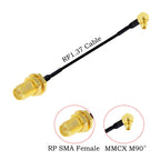 RF1.37 SMA Male Female to MMCX Male 90 Degree FPV Antenna Connector 50 ohm RF Coaxial Extension Jumper OD=1.37 Cable