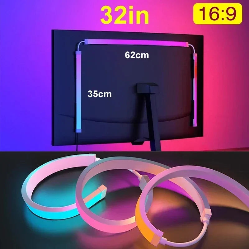 HTMCK Smart Ambient PC Display Sync Computer Monitor Backlight LED Strip Light RGB Color DIY Game Holiday Atmosphere Decor Lamp