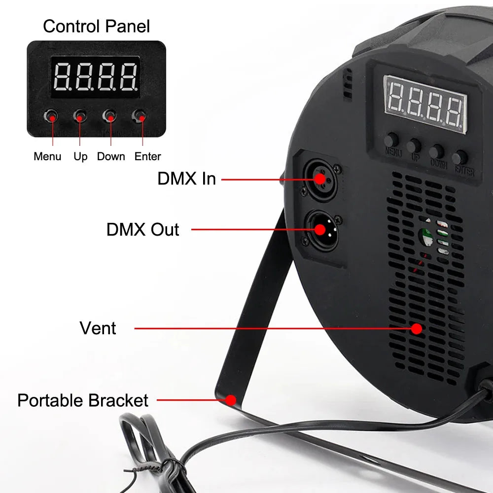 8PCS 60LED Par Light RGB Stage Light DMX512 Sound-Activated DJ Disco Light Wedding Festival Bar Atmosphere Light Audience Light