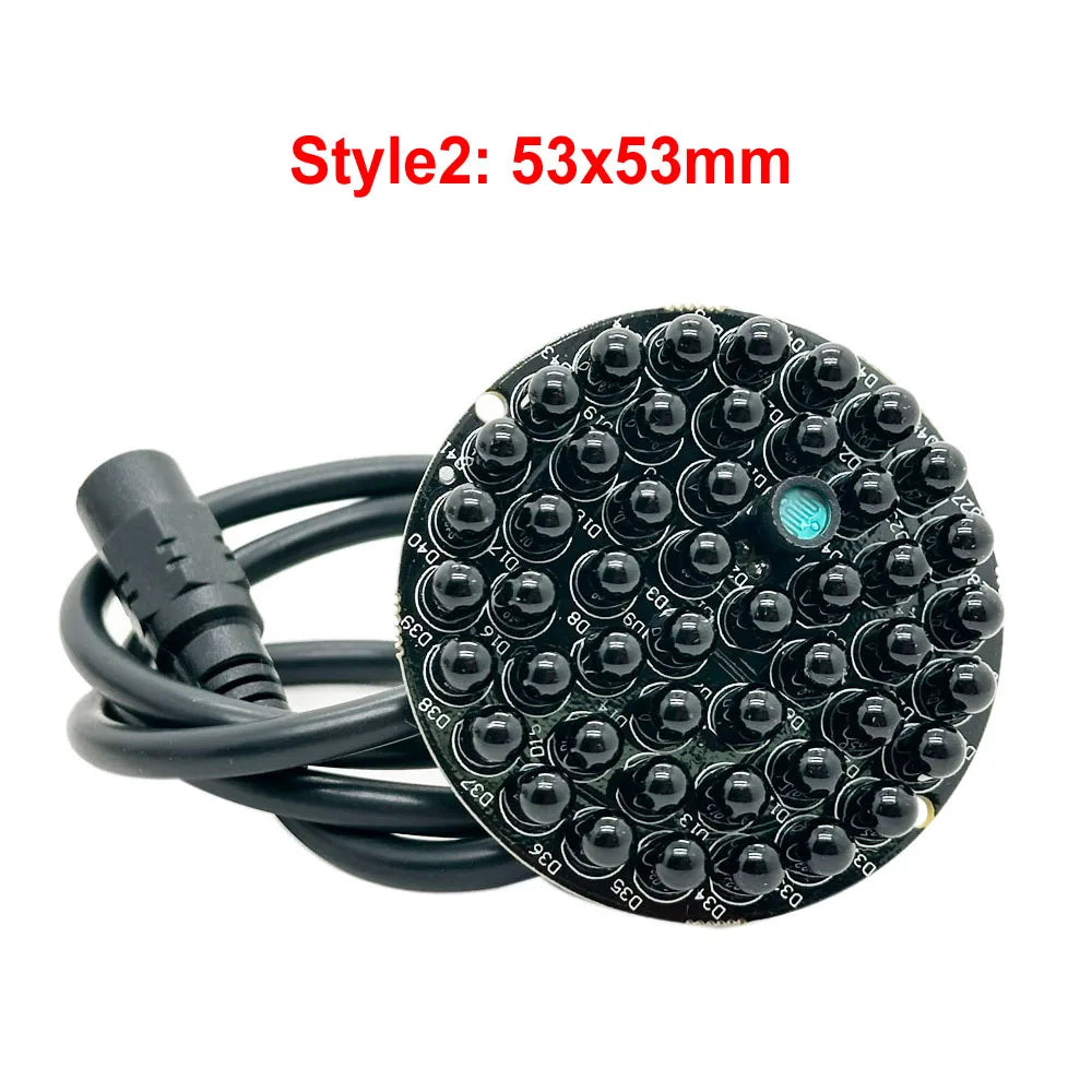 940nm Invisible Infrared 48pcs IR LEDs Night Vision IR Fill Lights PCB Board No Red Exposure At Night +Power Cable
