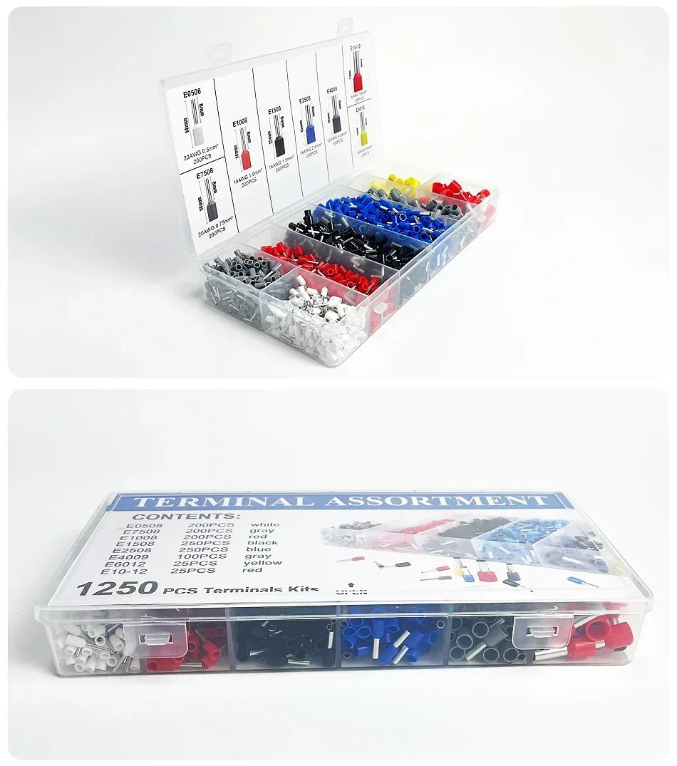 200-1900Pcs Electrical Tube Insulated Terminal VE Tubular Crimp Terminals Wire Cable Connector Ferrules Terminal Connectors