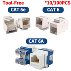No-Tool Snap-In RJ45 Coupler - CAT6A CAT5E CAT6 Ethernet Socket Wall Plate with 8P8C Port for Network Cabling/Server Room