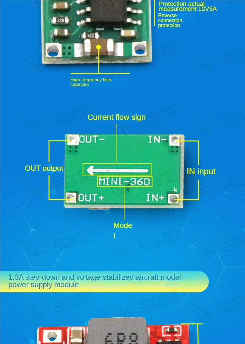 1PCS DC-DC 3A 5A Adjustable Step-down Power Module Board Voltage Stabilizing Aircraft Model MP1584EN 24V 12V 9V To 5V