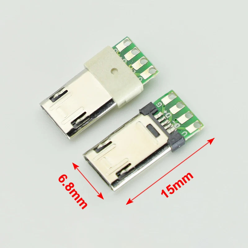 5/10PCS Micro USB 5Pin Male Plug With PCB Solder Plate Double-sided Micro 5P Connector Jack Port 4Pin Welding Wire Board Plug