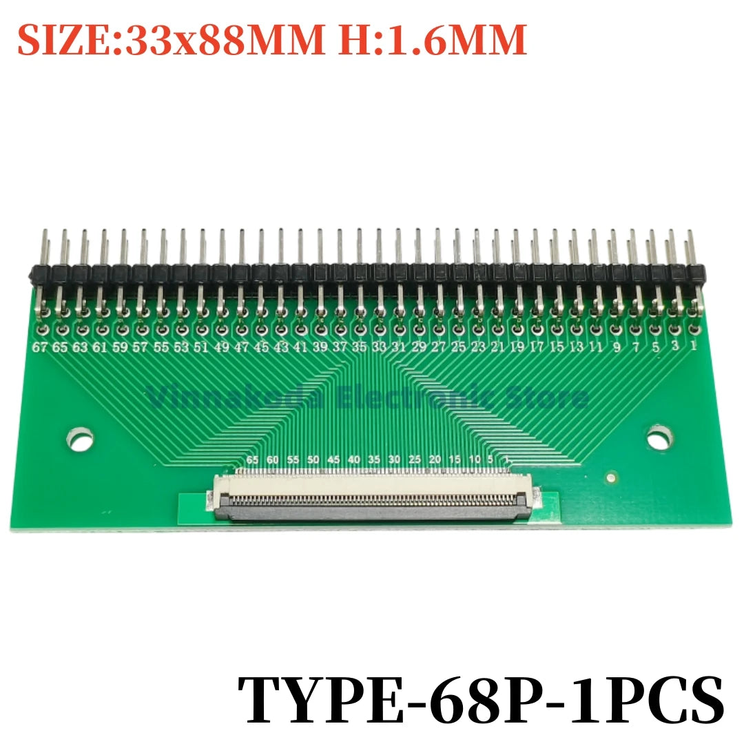 1PCS FFC/FPC Conversion Board 0.5mm Pitch Connector 2.54MM Double Row Bending Pins 4/10/12/14/15/16/18/22/24/26/30/34/40/50/60P