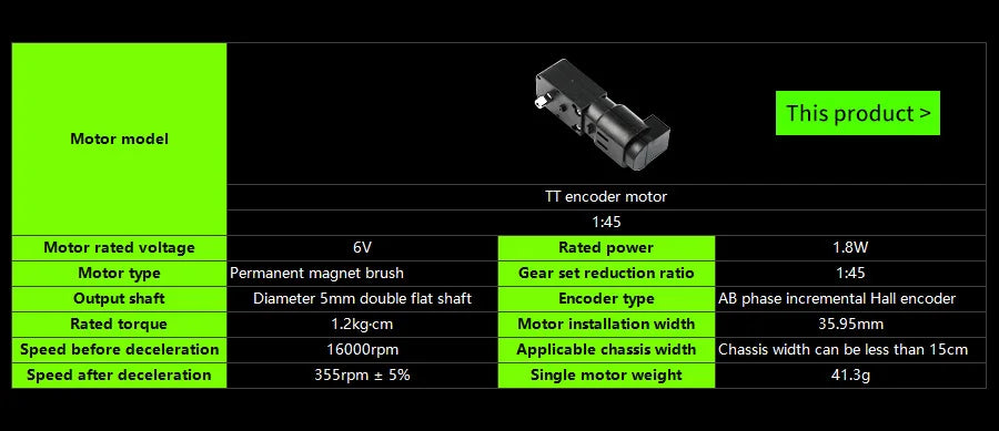 High Precision Hall Encoder TT DC Geared Motor with Encoder AB Phase Tachometer Code Disc Support PID Control for DIY Smart Car