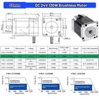 Nema23 57mm Brushless BLDC Motor 65W 69W 130W 188W DC 24V AC 220V 8mm Shaft Hall Sensor Motor 3000RPM 0.6Nm For CNC