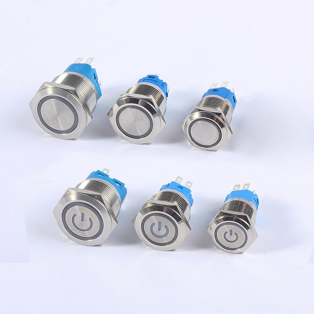 16mm 19mm 22mm double colors LED Metal Push Button Switch Waterproof Lamp Doorbell Car Momentary Latching 12V 24V without socket