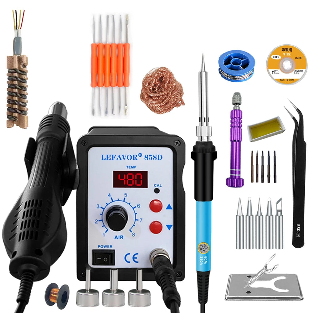 858D Hot Air Gun BGA Soldering Rework Station Blower Hair Dryer Hairdryer Soldering Heat Gun 220V 110V  SMD SMT Welding Repair