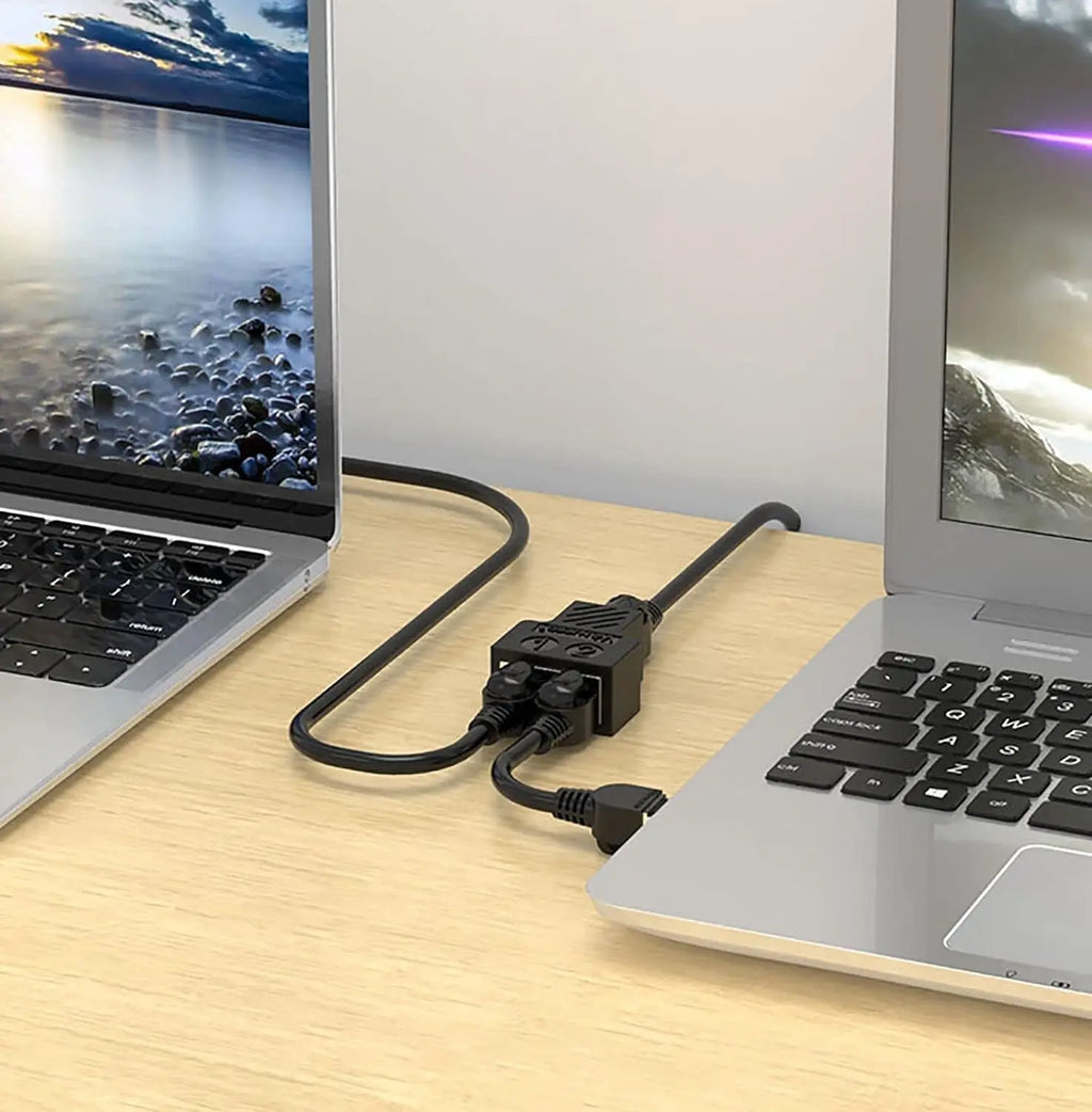 Splitter Adapter, USB 1 to 2 Network Connector, Dual LAN Ethernet Socket Extension plug Cable suitable for Cat5 Cat5e Cat6 Cat7